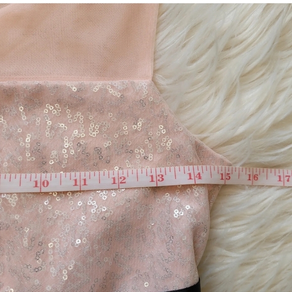 Bonnie Jean Dress Sz 16 Black Pink Overlay Sequin Tulle Holiday Sheer Sleeveless - Picture 5 of 9